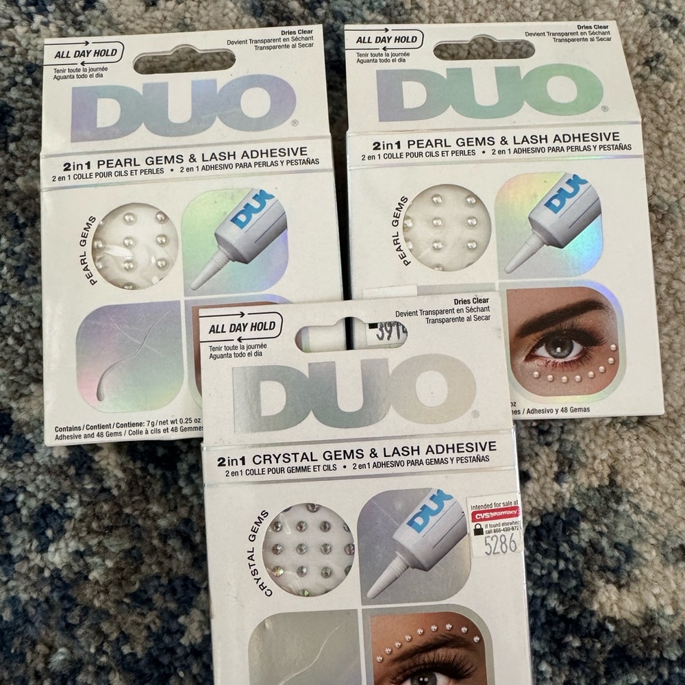 3 packs DUO 2-in-1 Pearl & Crystal Gems with Lash Adhesive - Clear
